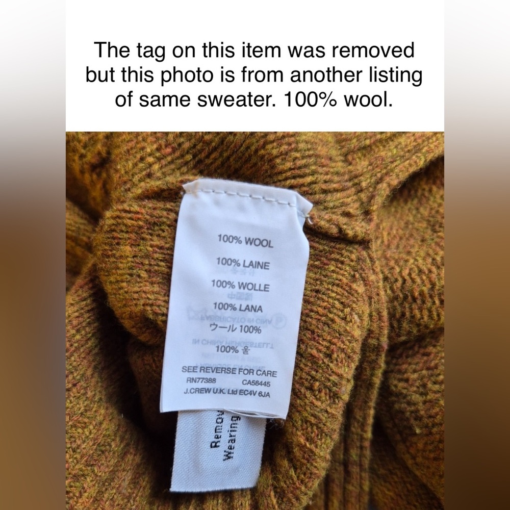 J. Crew Women's Wool Cable Knit Fisherman Mustard Brown Crewneck Sweater XS - Picture 10 of 11